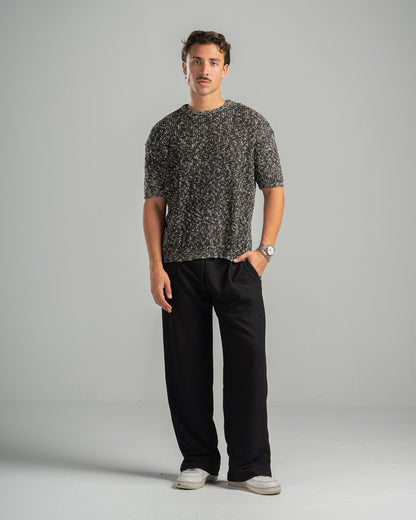 Black Snowfleck Knit Tee