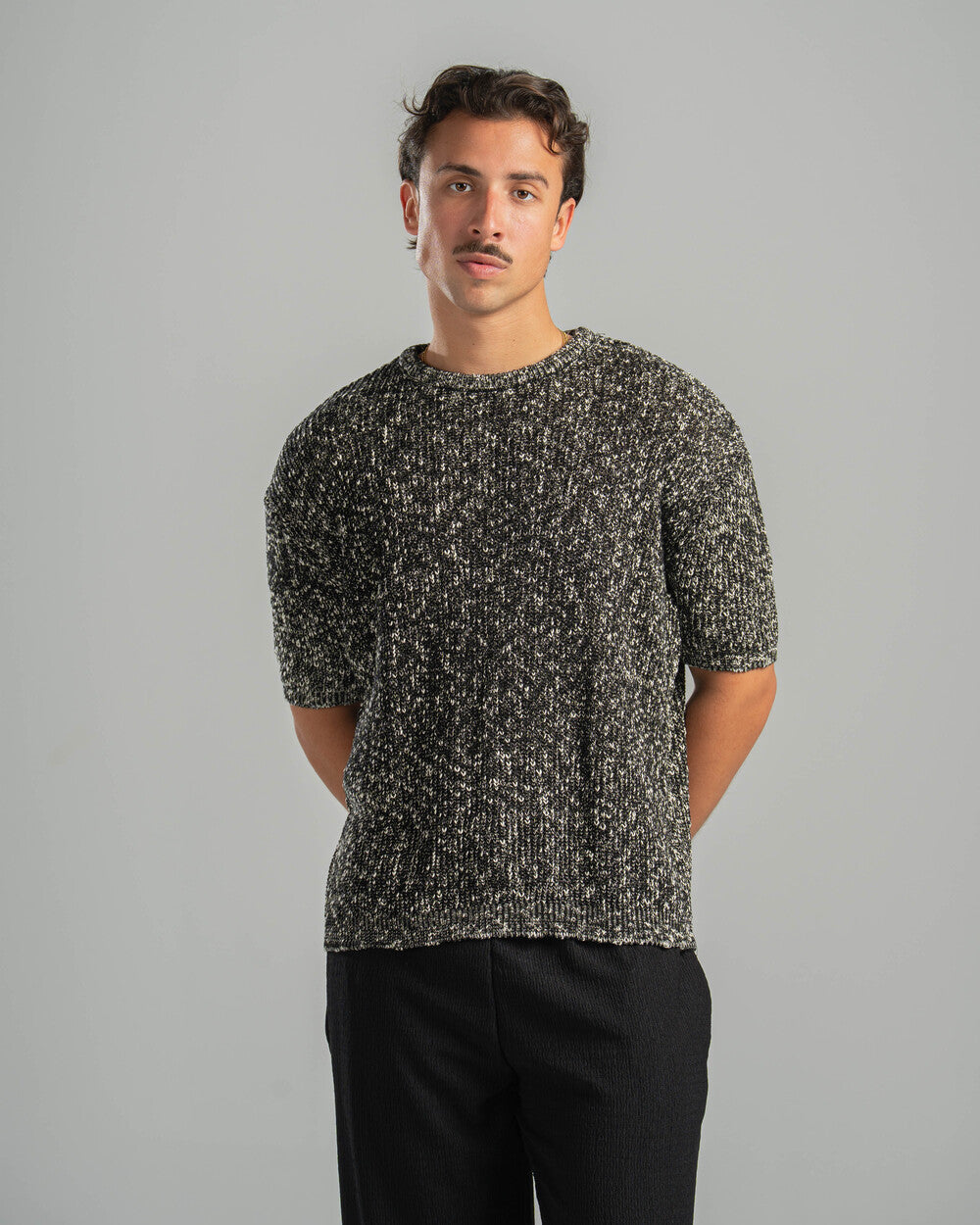 Black Snowfleck Knit Tee