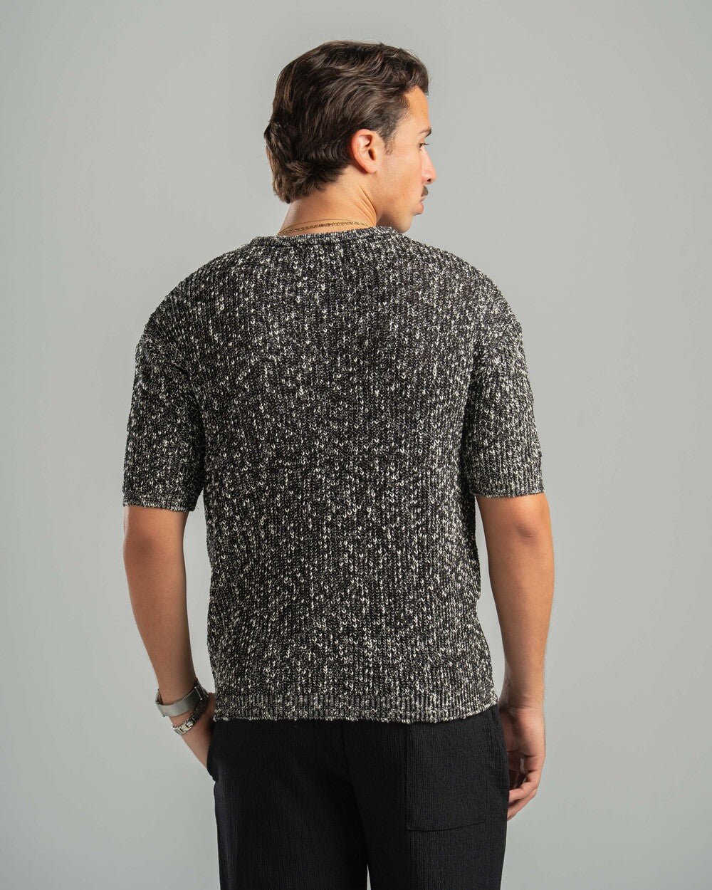 Black Snowfleck Knit Tee