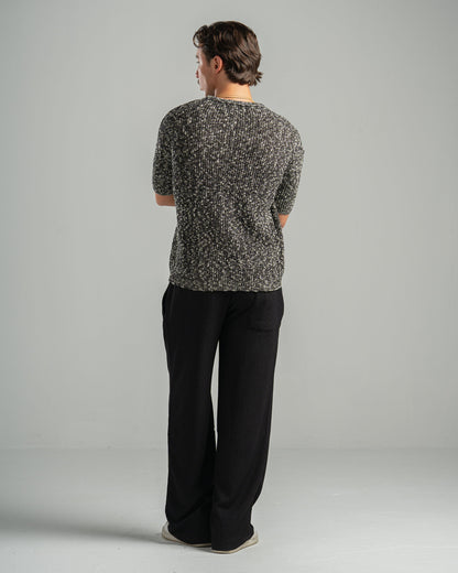 Black Snowfleck Knit Tee