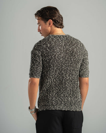 Black Snowfleck Knit Tee