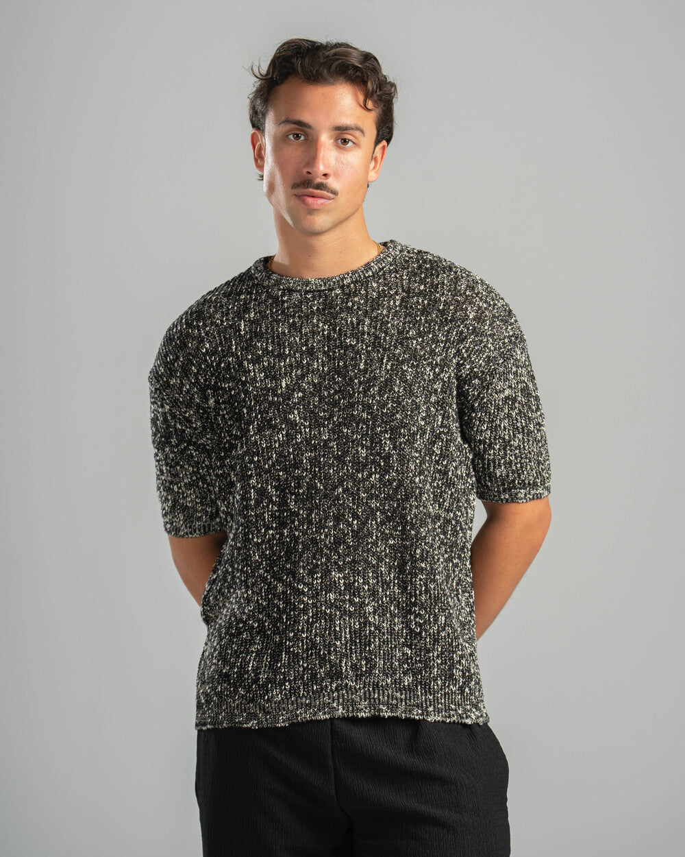 Black Snowfleck Knit Tee