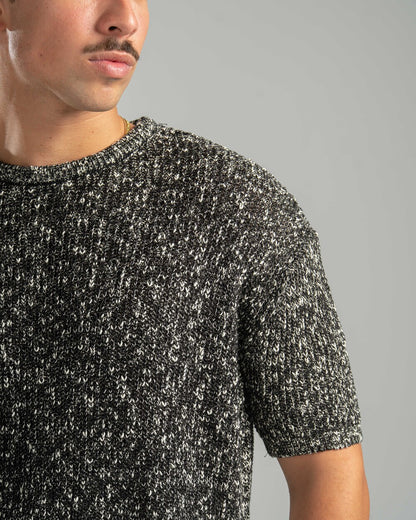 Black Snowfleck Knit Tee