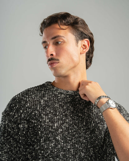 Black Snowfleck Knit Tee