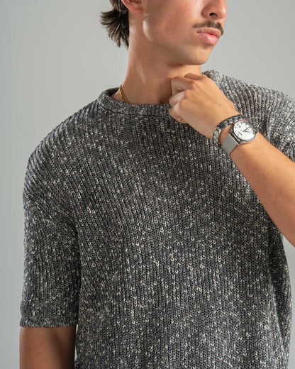 Grey Snowfleck Knit Tee