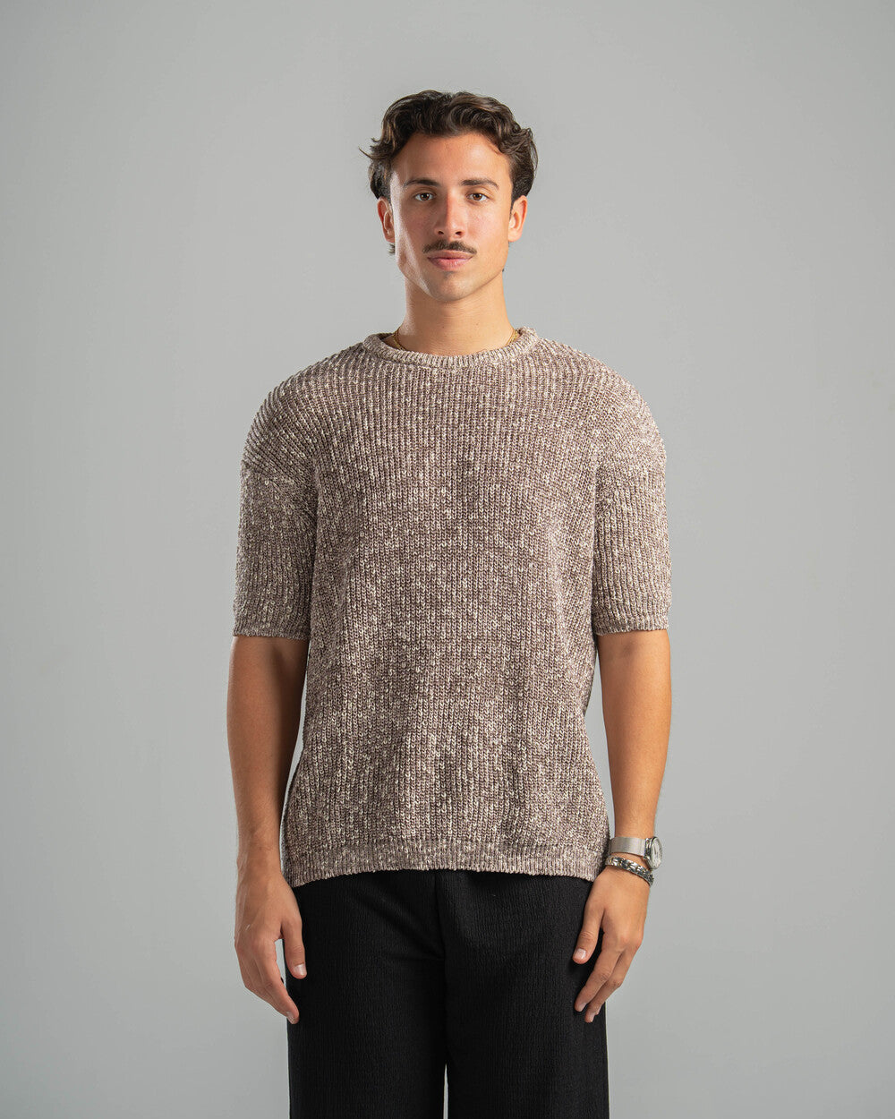 Pink Snowfleck Knit Tee