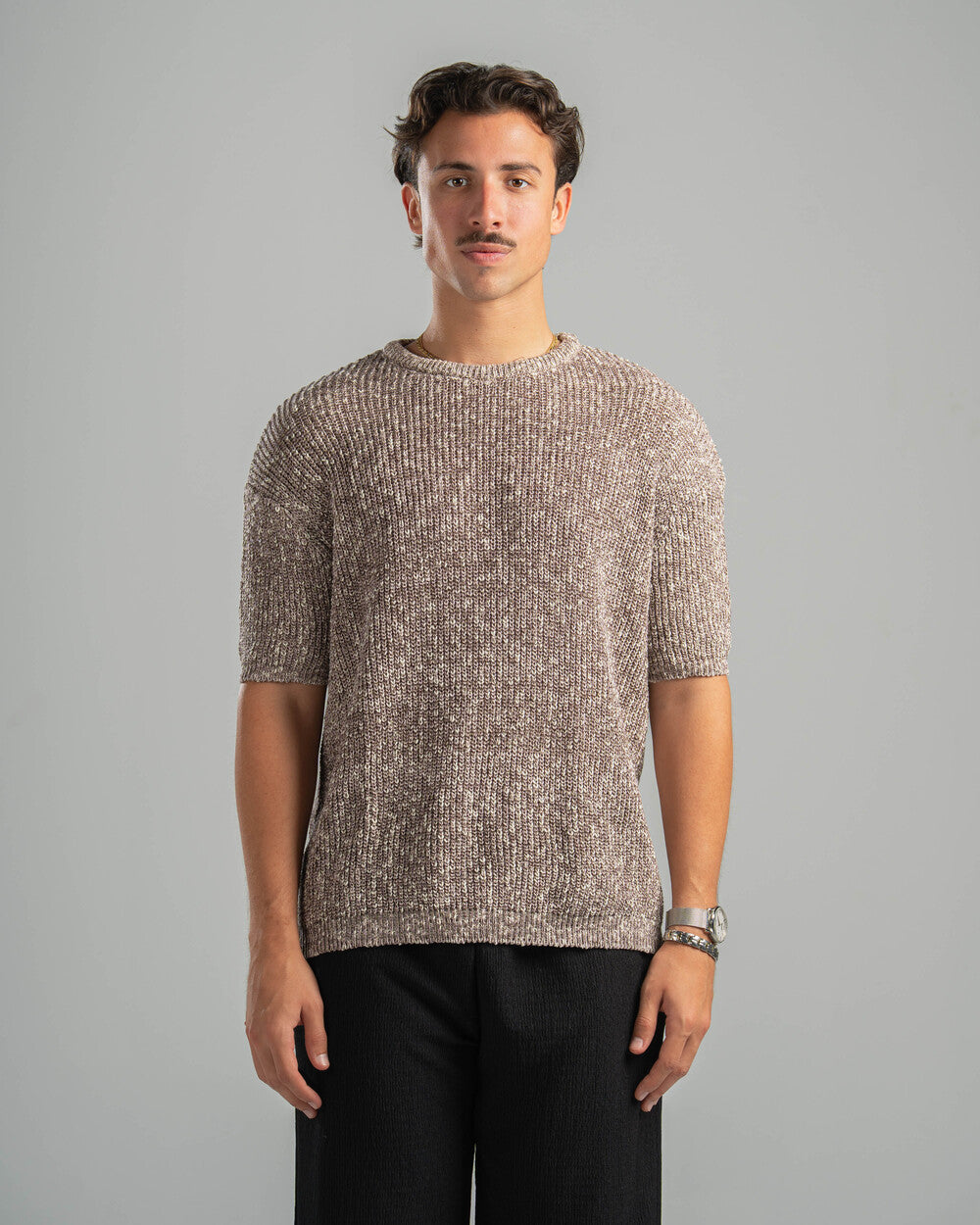 Pink Snowfleck Knit Tee