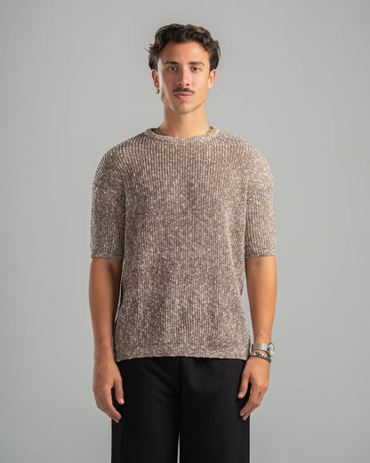 Pink Snowfleck Knit Tee