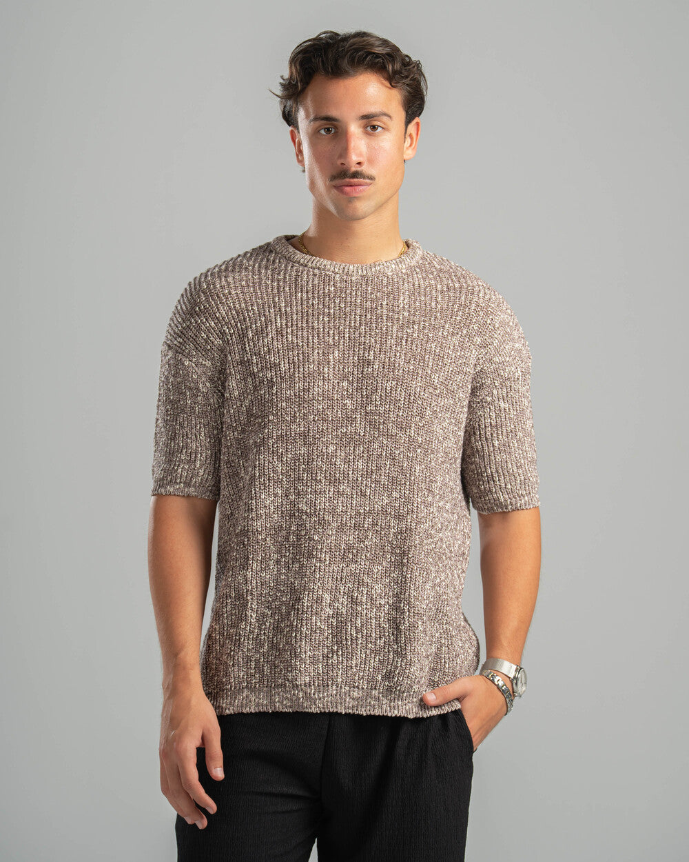 Pink Snowfleck Knit Tee