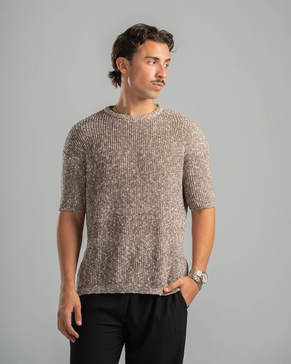 Pink Snowfleck Knit Tee