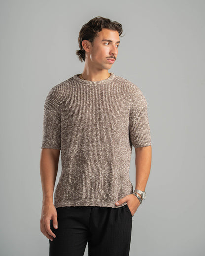 Pink Snowfleck Knit Tee