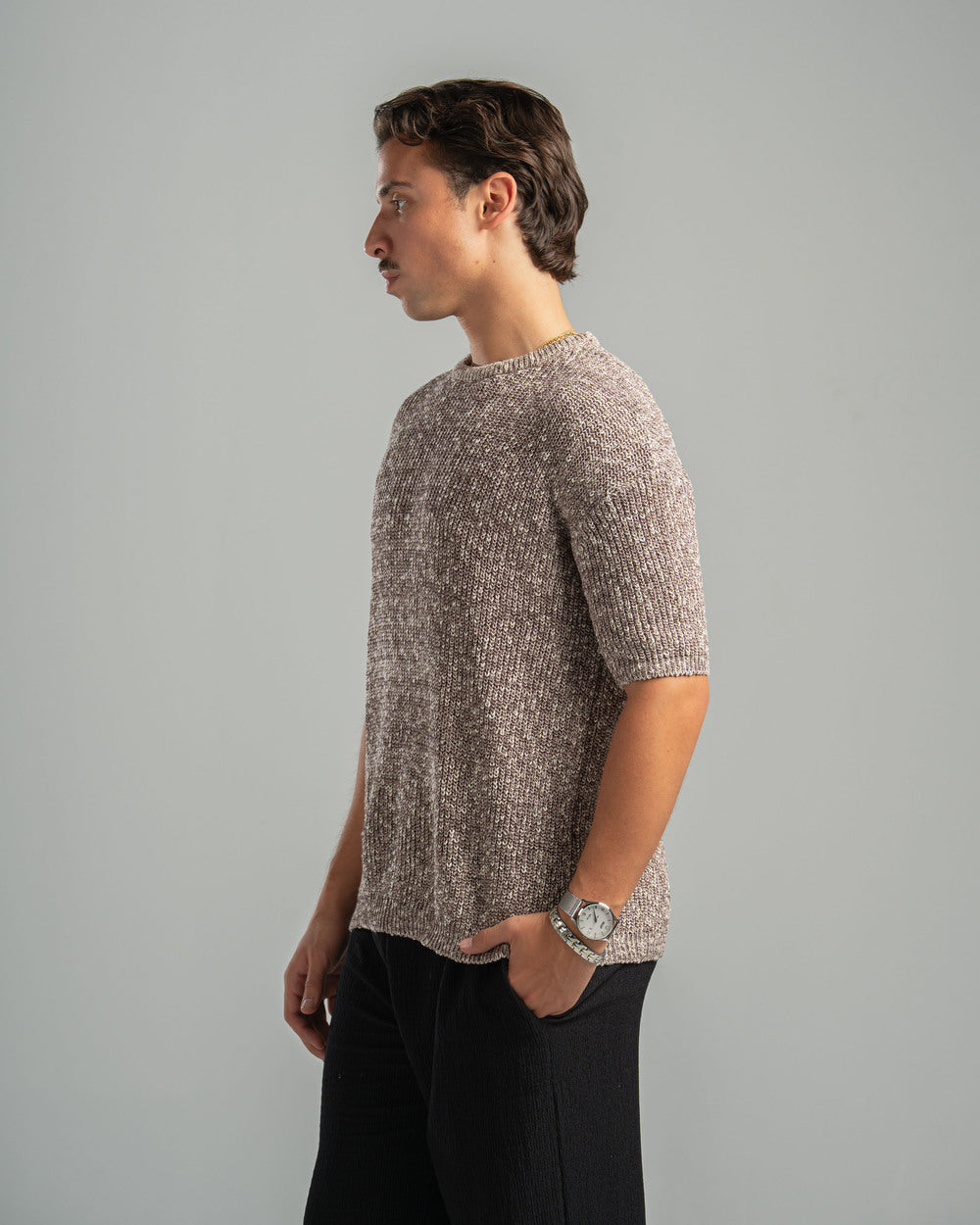 Pink Snowfleck Knit Tee