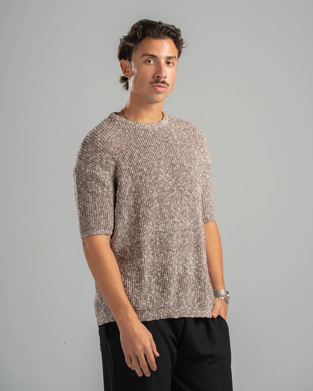 Pink Snowfleck Knit Tee