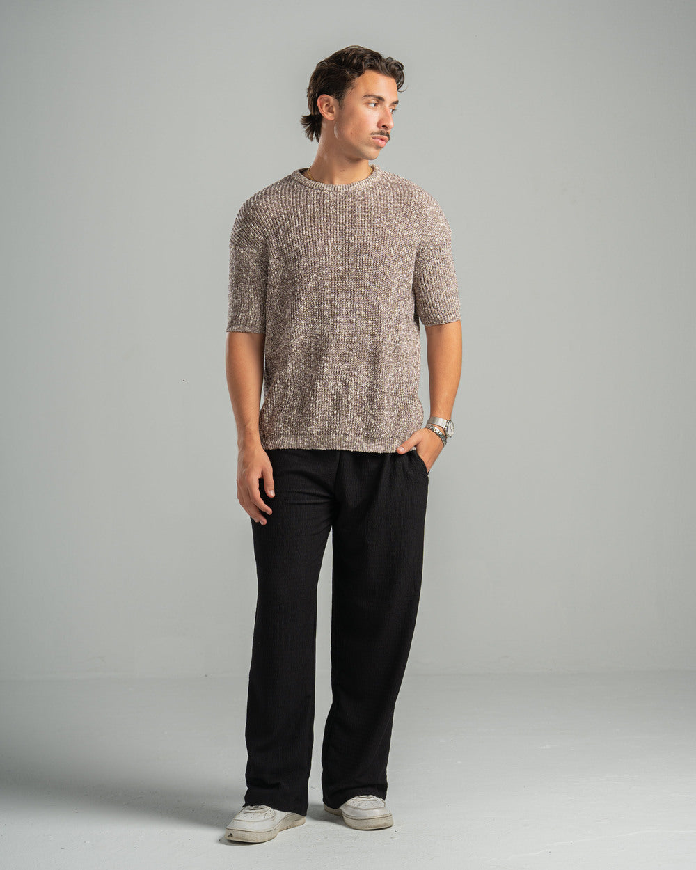 Pink Snowfleck Knit Tee