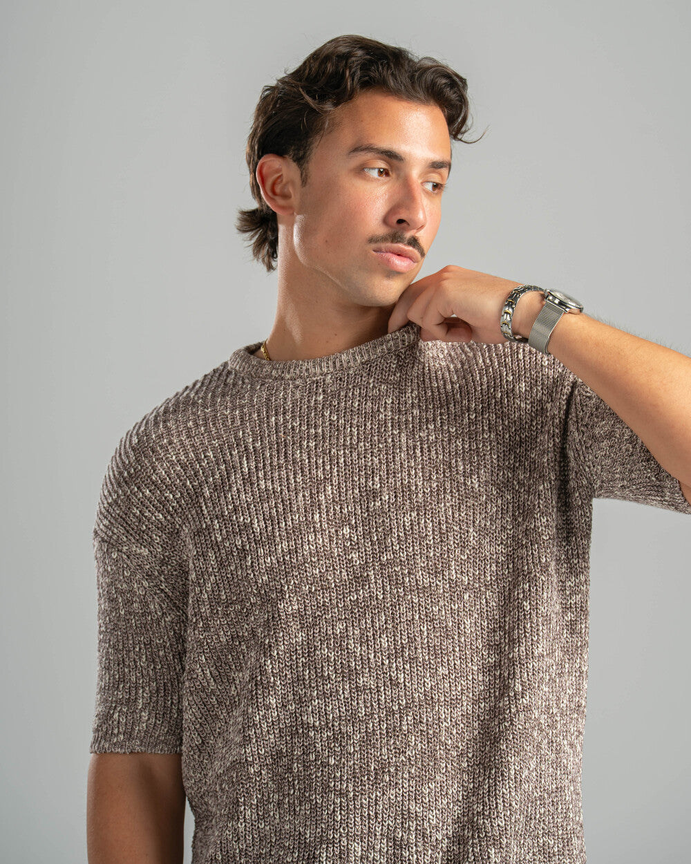 Pink Snowfleck Knit Tee