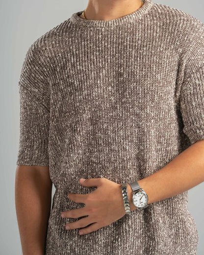 Pink Snowfleck Knit Tee