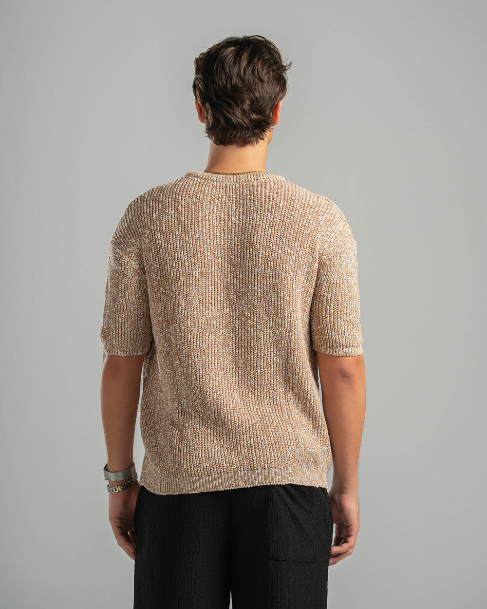 Beige Snowfleck Knit Tee
