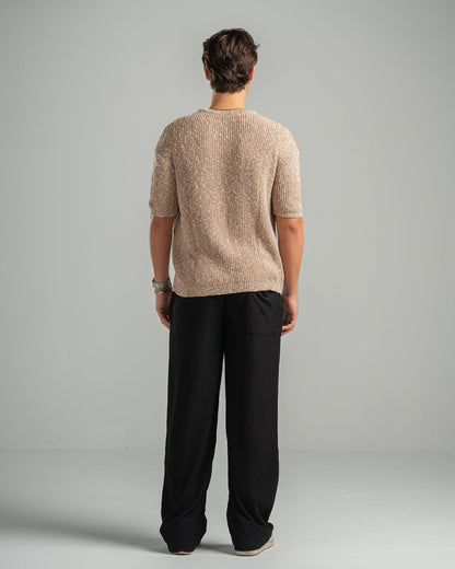Beige Snowfleck Knit Tee