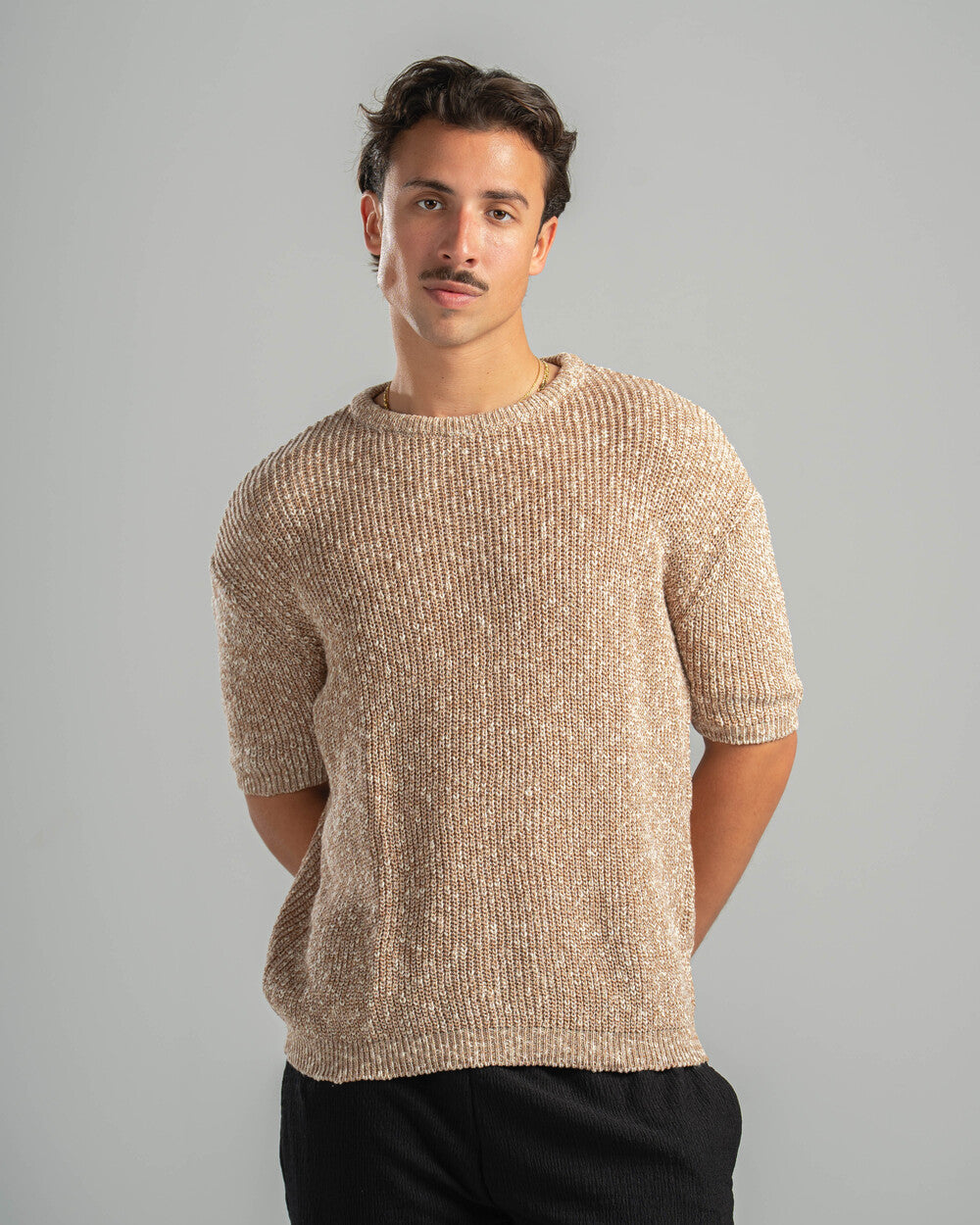 Beige Snowfleck Knit Tee