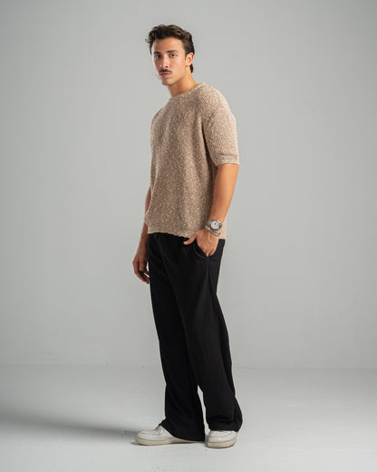 Beige Snowfleck Knit Tee
