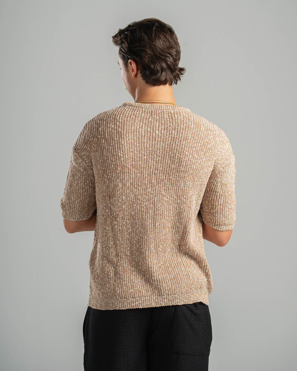 Beige Snowfleck Knit Tee