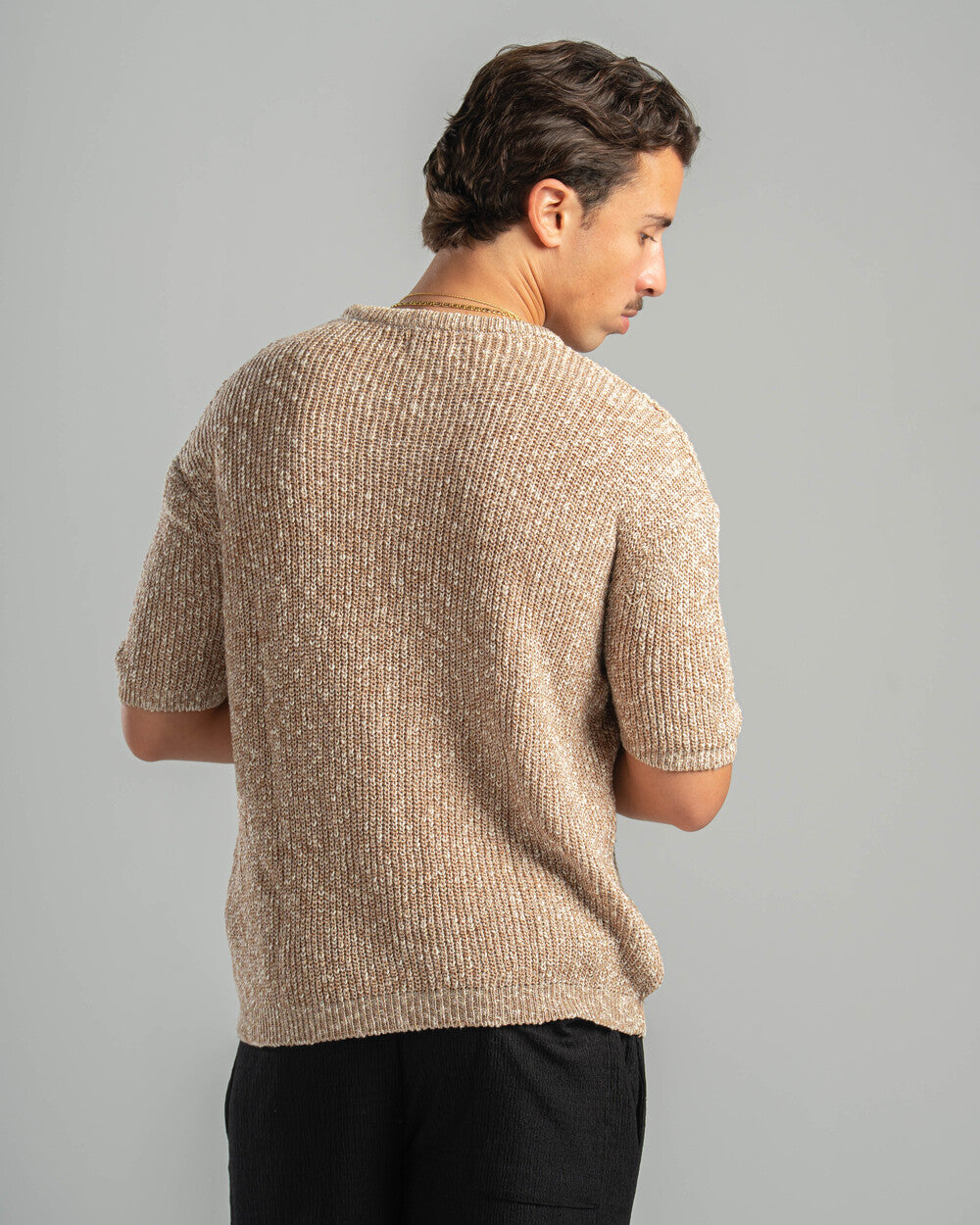 Beige Snowfleck Knit Tee