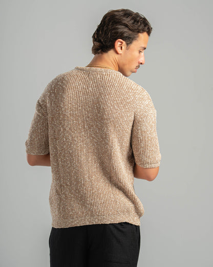 Beige Snowfleck Knit Tee