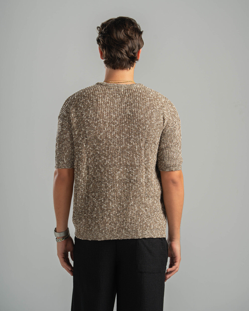 Brown Snowfleck Knit Tee