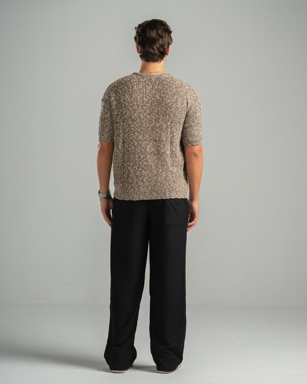 Brown Snowfleck Knit Tee