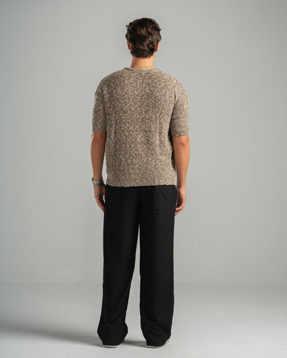 Brown Snowfleck Knit Tee