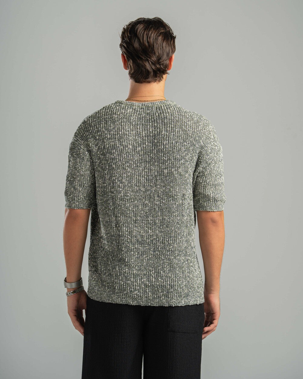 Olive Snowfleck Knit Tee