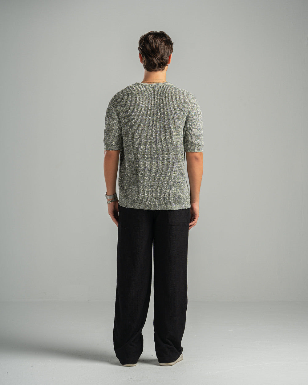 Olive Snowfleck Knit Tee