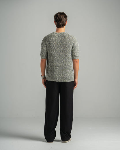 Olive Snowfleck Knit Tee