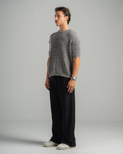 Grey Snowfleck Knit Tee