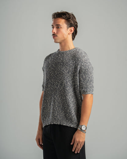 Grey Snowfleck Knit Tee