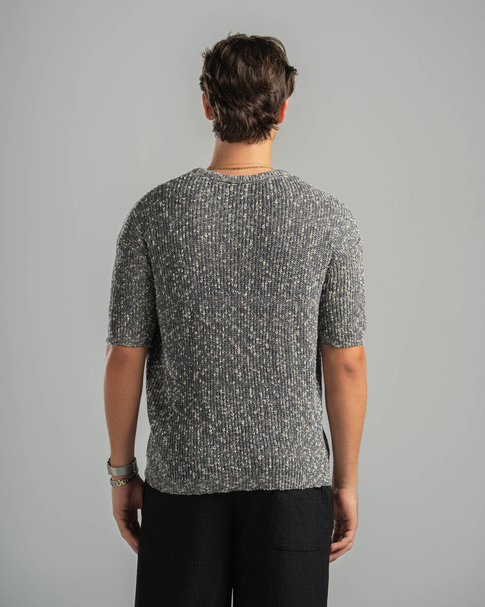 Grey Snowfleck Knit Tee