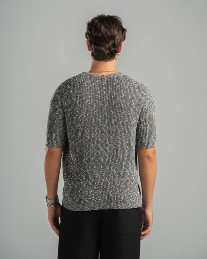 Grey Snowfleck Knit Tee