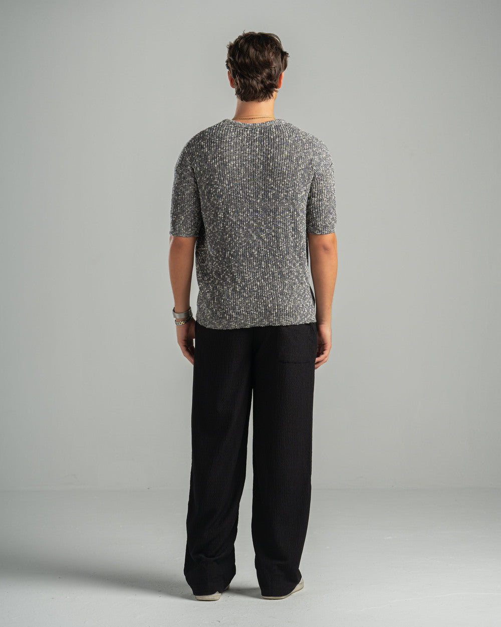 Grey Snowfleck Knit Tee