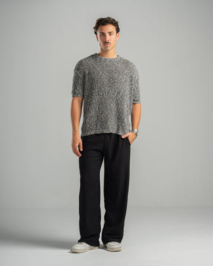 Grey Snowfleck Knit Tee