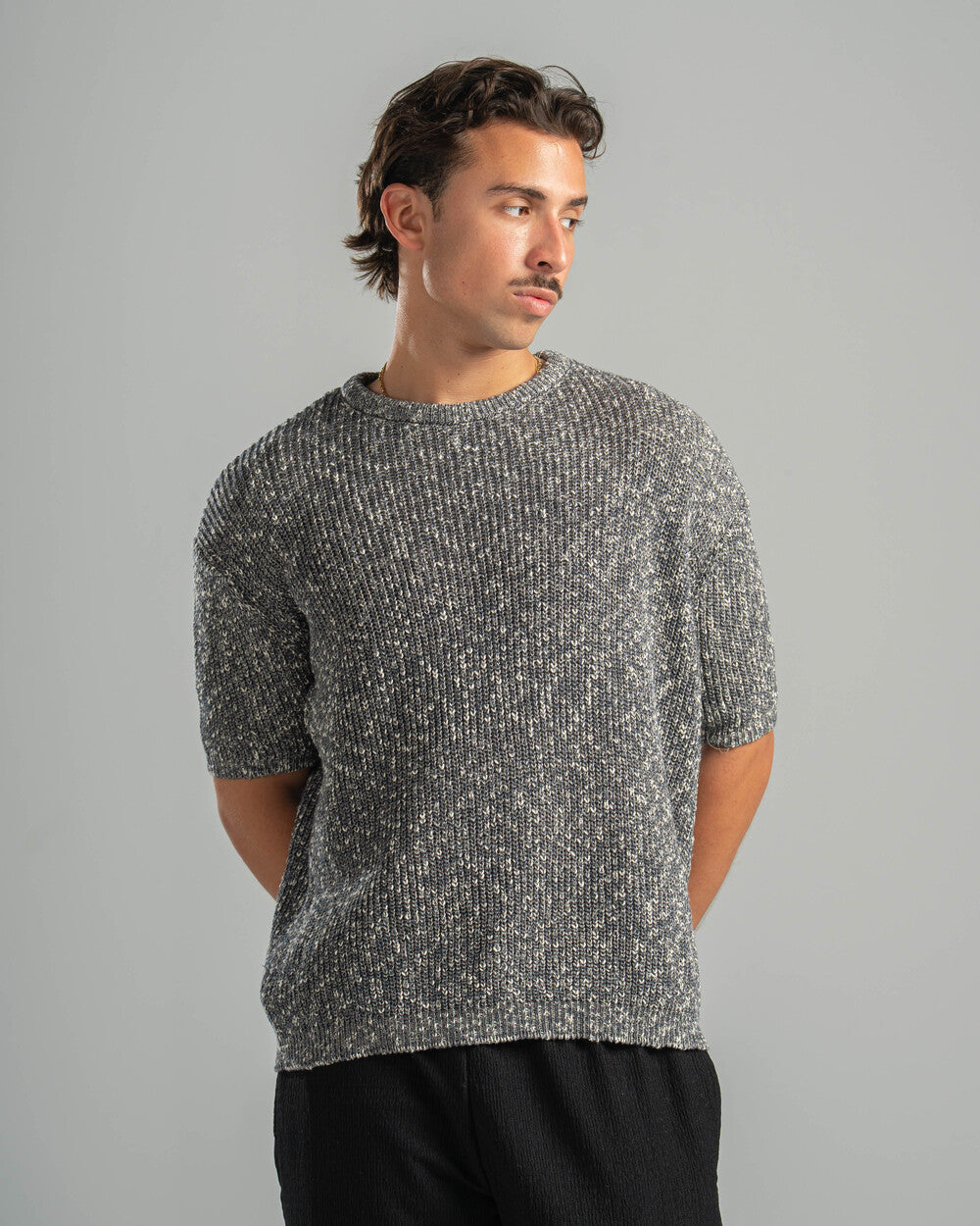 Grey Snowfleck Knit Tee