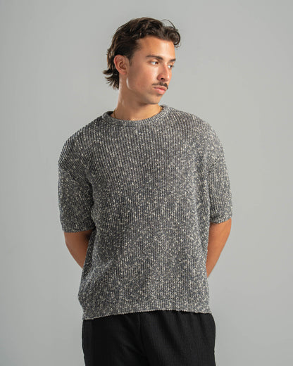 Grey Snowfleck Knit Tee