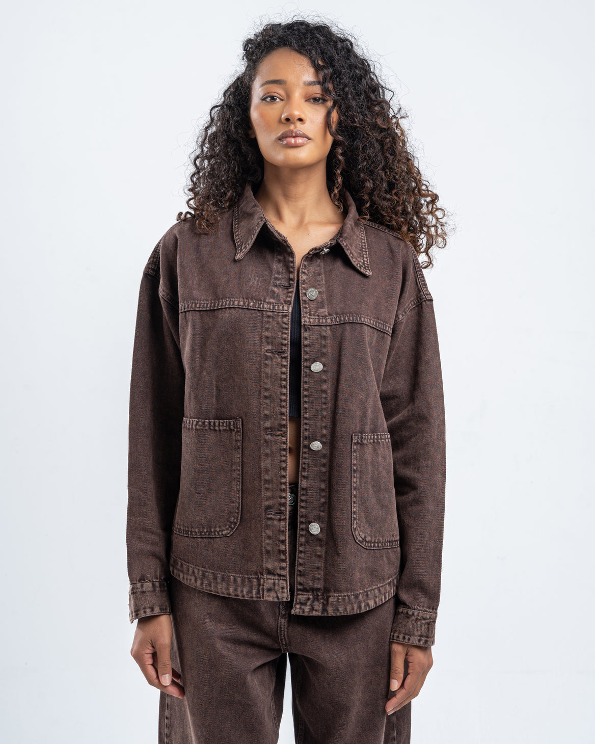 Brown Wash Patterned Jacket