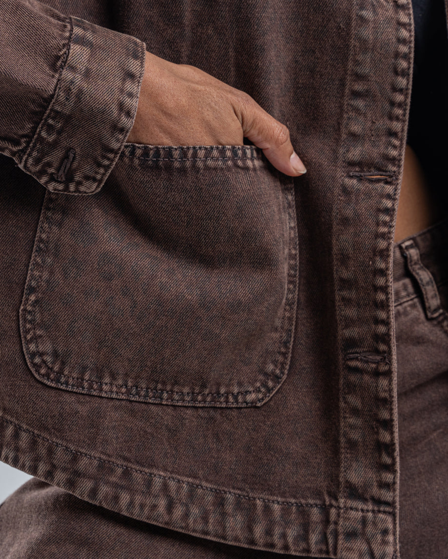 Brown Wash Patterned Jacket