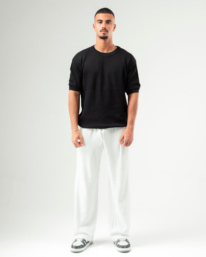 White Textured Pants