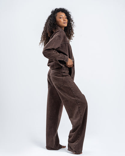 Brown Wash Patterned Pants