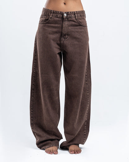 Brown Wash Patterned Pants