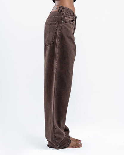 Brown Wash Patterned Pants