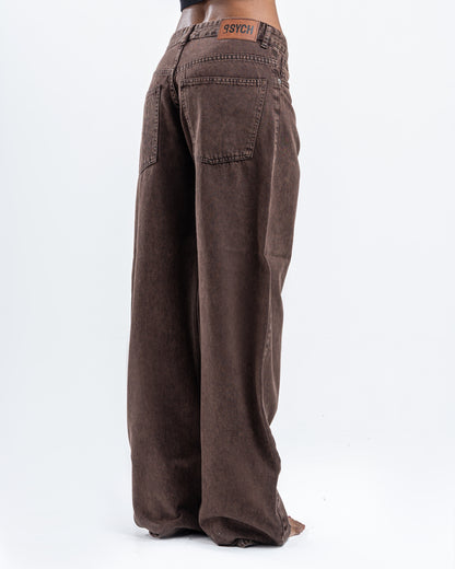 Brown Wash Patterned Pants