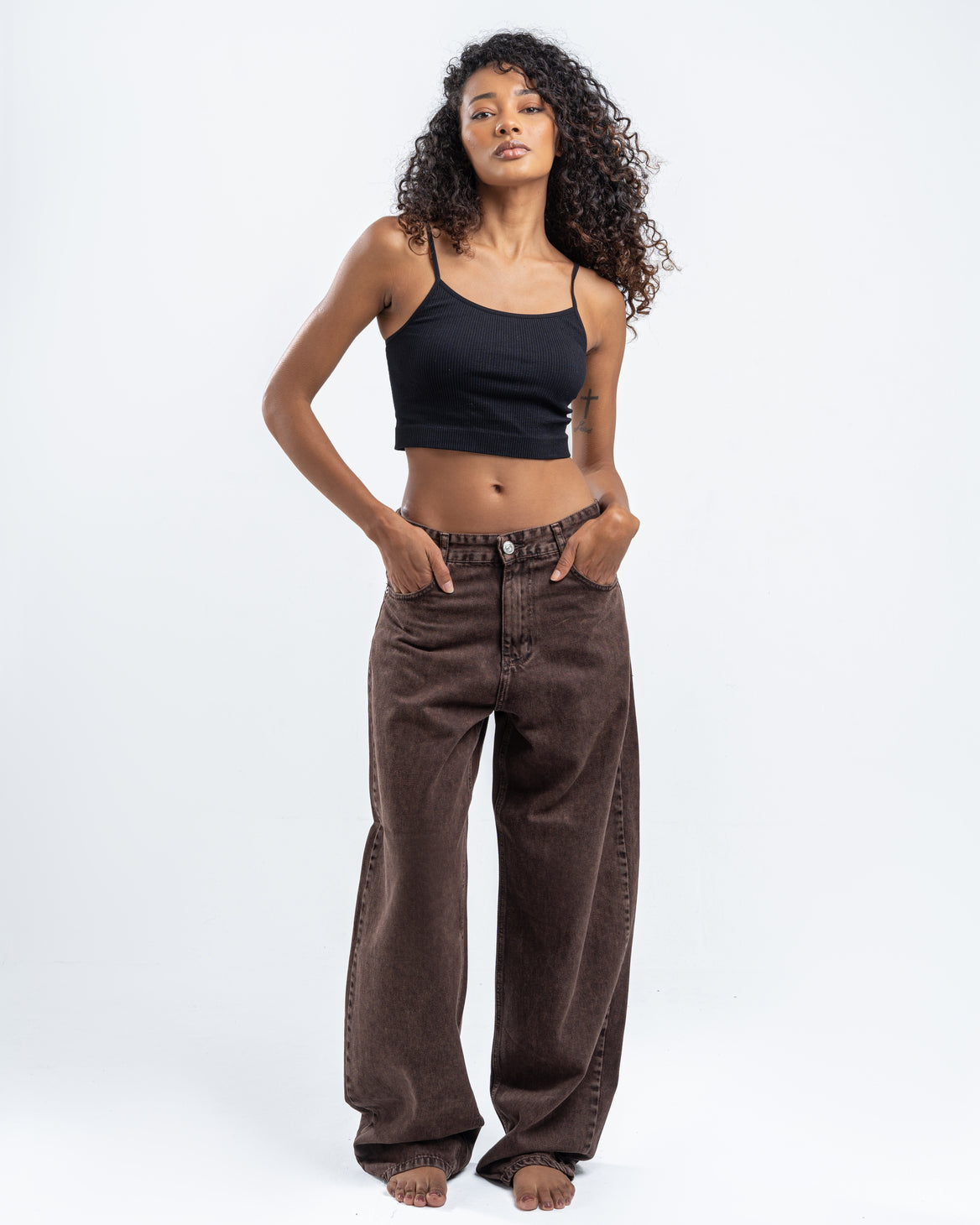 Brown Wash Patterned Pants