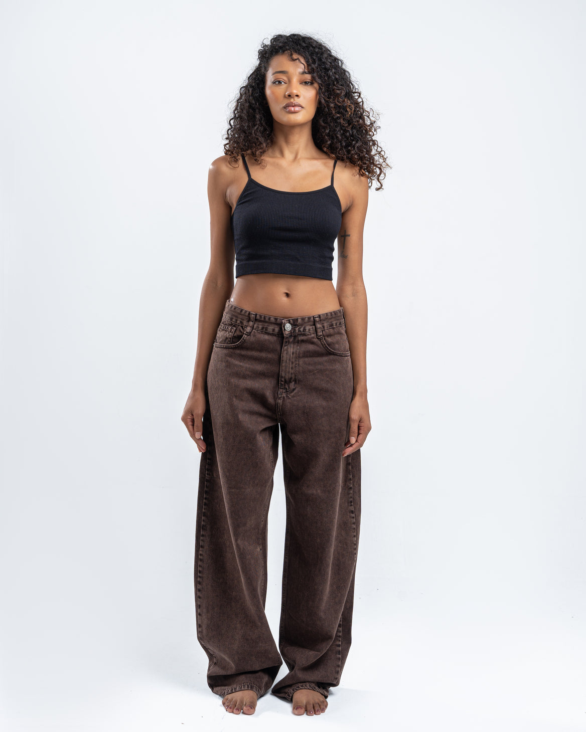 Brown Wash Patterned Pants